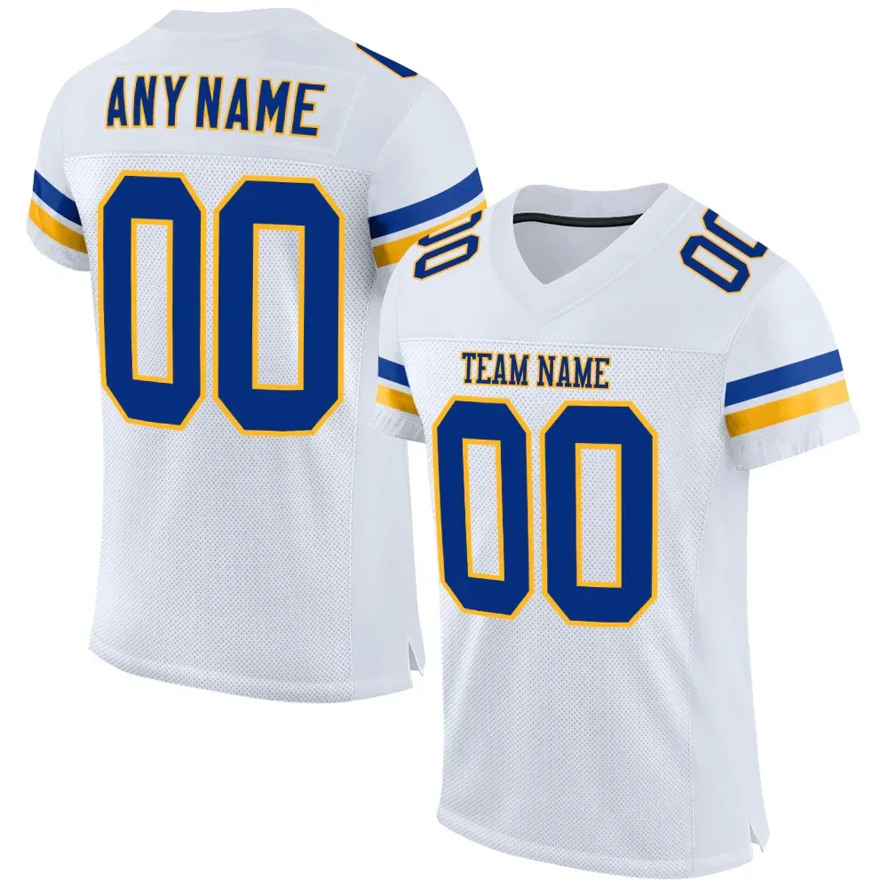 White Polyester Customized Football Jersey for Men Football Short Sleeves Athletic Tee Shirts
White Polyester Customized Football Jersey for Men Football Short Sleeves Athletic Tee Shirts