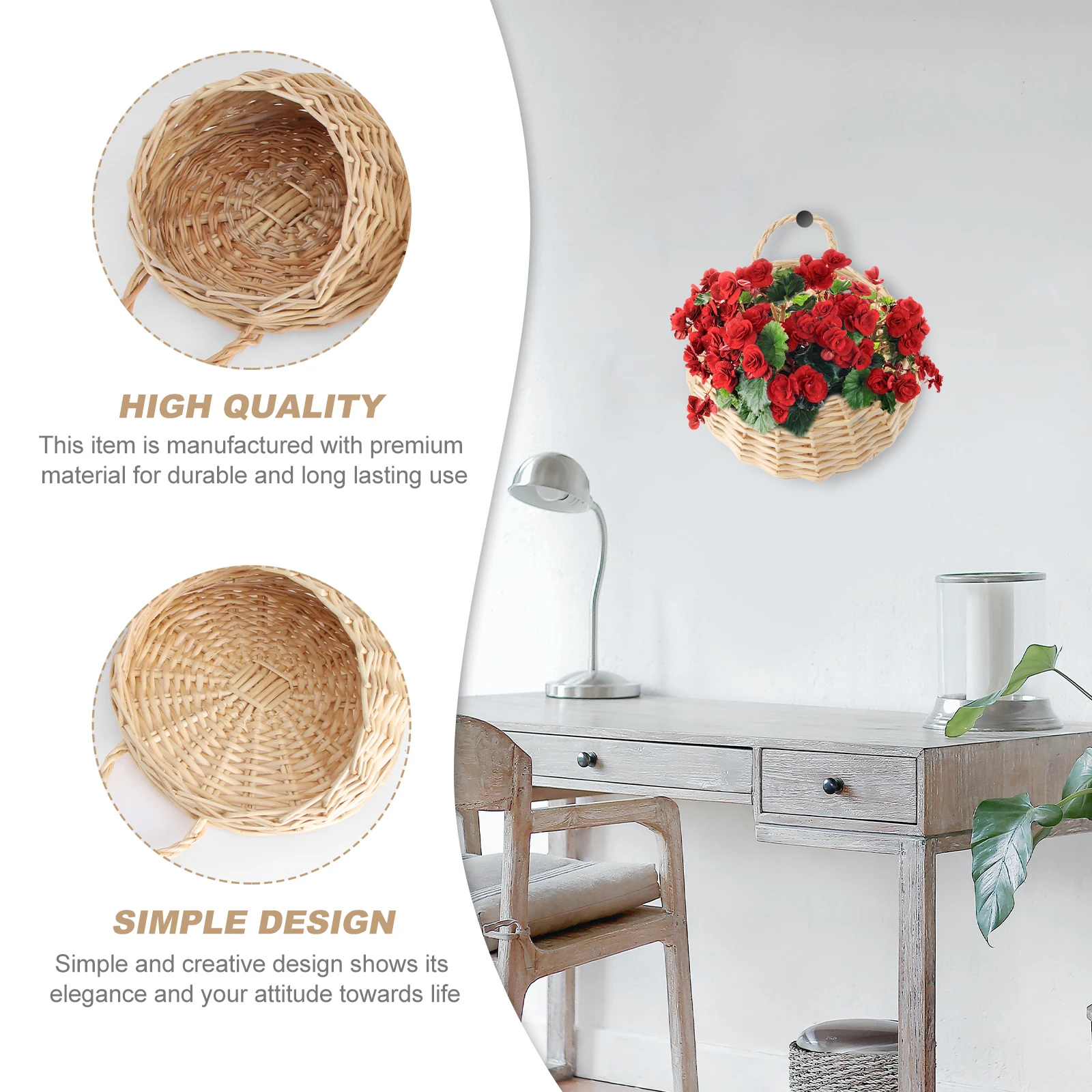 2 pcs Rattan Wall Basket Wicker Storage Wicker Basket for Faux Plants Home Decor Family Garden Balcony White Hanger
2 pcs Rattan Wall Basket Wicker Storage Wicker Basket for Faux Plants Home Decor Family Garden Balcony White Hanger