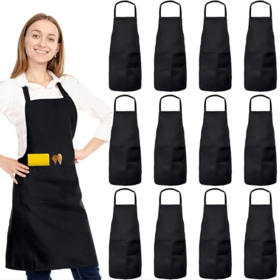 12 Pack Bib Apron, Unisex Restaurant Kitchen Aprons for Women with 2 Pockets, Chef Aprons for Cooking Men BBQ Painting Drawing
12 Pack Bib Apron, Unisex Restaurant Kitchen Aprons for Women with 2 Pockets, Chef Aprons for Cooking Men BBQ Painting Drawing