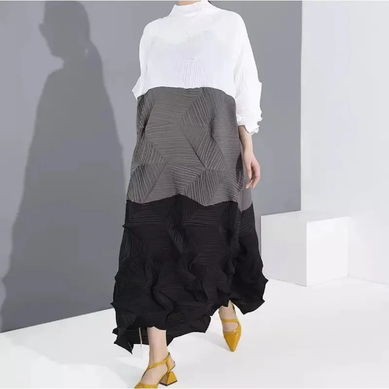 2024 Autumn New Spliced Diamond Pleated Dress Fashionable and Unique Loose Fit Plus Size Women's Colored Geometric Dress
2024 Autumn New Spliced Diamond Pleated Dress Fashionable and Unique Loose Fit Plus Size Women's Colored Geometric Dress