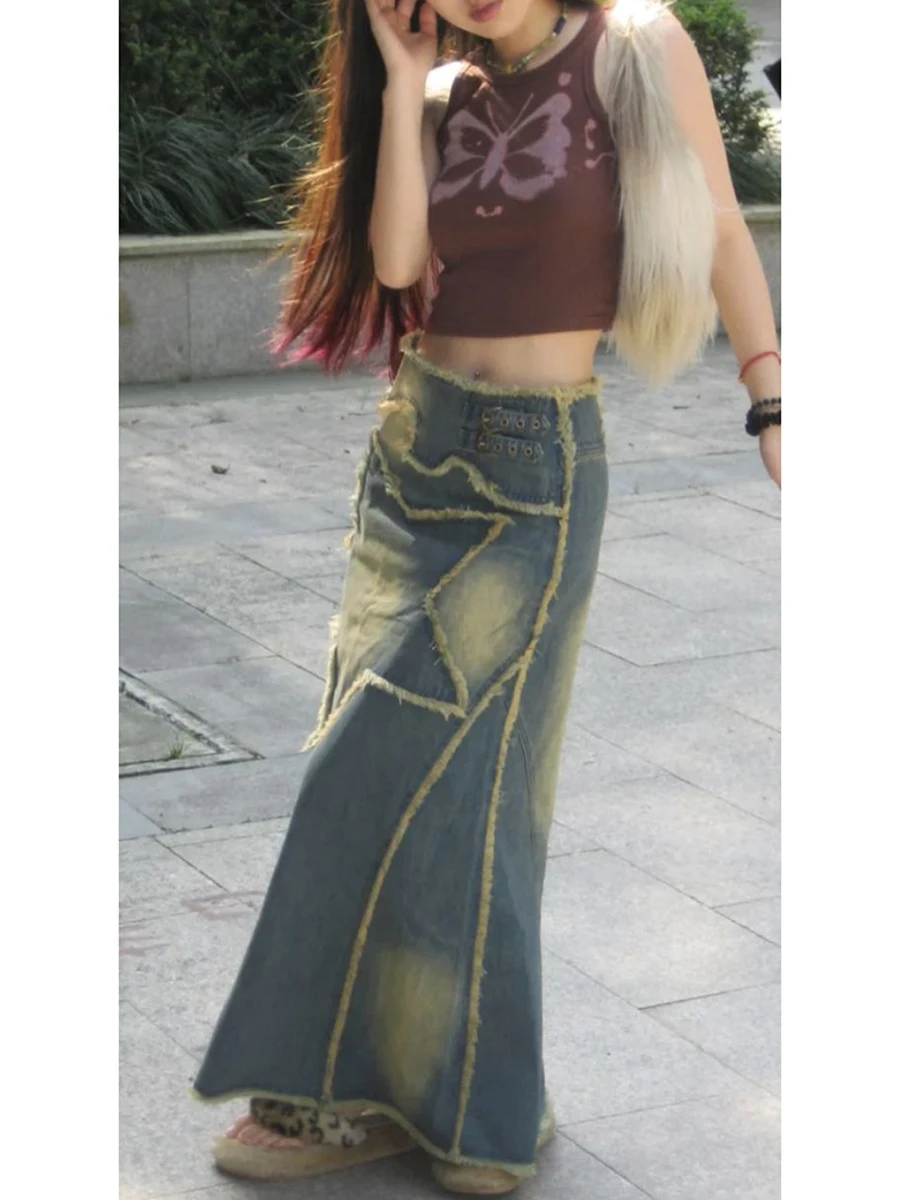 Women's Distressed Denim Skirt Fashion Retro Style Star Patchwork Party Club Casual Spring Autumn Summer High Street Long Dress
Women's Distressed Denim Skirt Fashion Retro Style Star Patchwork Party Club Casual Spring Autumn Summer High Street Long Dress