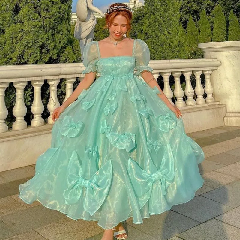 Square Neck A-line Tiffany Blue Short Sleeve Organza Dress Summer Spring Dresses Elegant Midi Dress With Bow Custom Made
Square Neck A-line Tiffany Blue Short Sleeve Organza Dress Summer Spring Dresses Elegant Midi Dress With Bow Custom Made