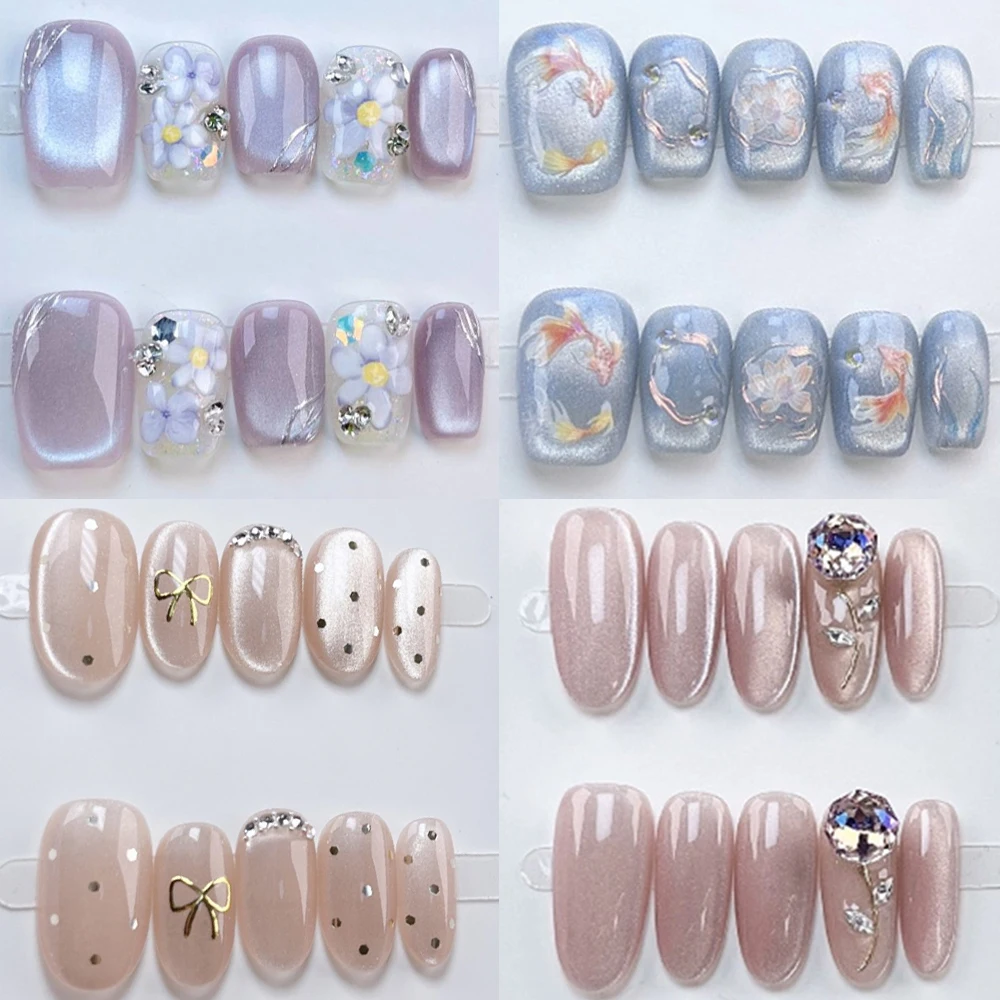 Gentle Colorful Handmade Press On Nails Sweet Cat Eyes Flowers Rhinestone Bowknot Short Square Oval Full Cover Fake Nails
Gentle Colorful Handmade Press On Nails Sweet Cat Eyes Flowers Rhinestone Bowknot Short Square Oval Full Cover Fake Nails