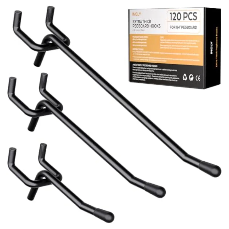120 Pack 2/4/6 Inch Pegboard Hooks 1/4" Heavy Duty Peg Board Shelving Hooks Accessories Peg Board Tool Hangers Fit 1/4" Pegboar
120 Pack 2/4/6 Inch Pegboard Hooks 1/4" Heavy Duty Peg Board Shelving Hooks Accessories Peg Board Tool Hangers Fit 1/4" Pegboar