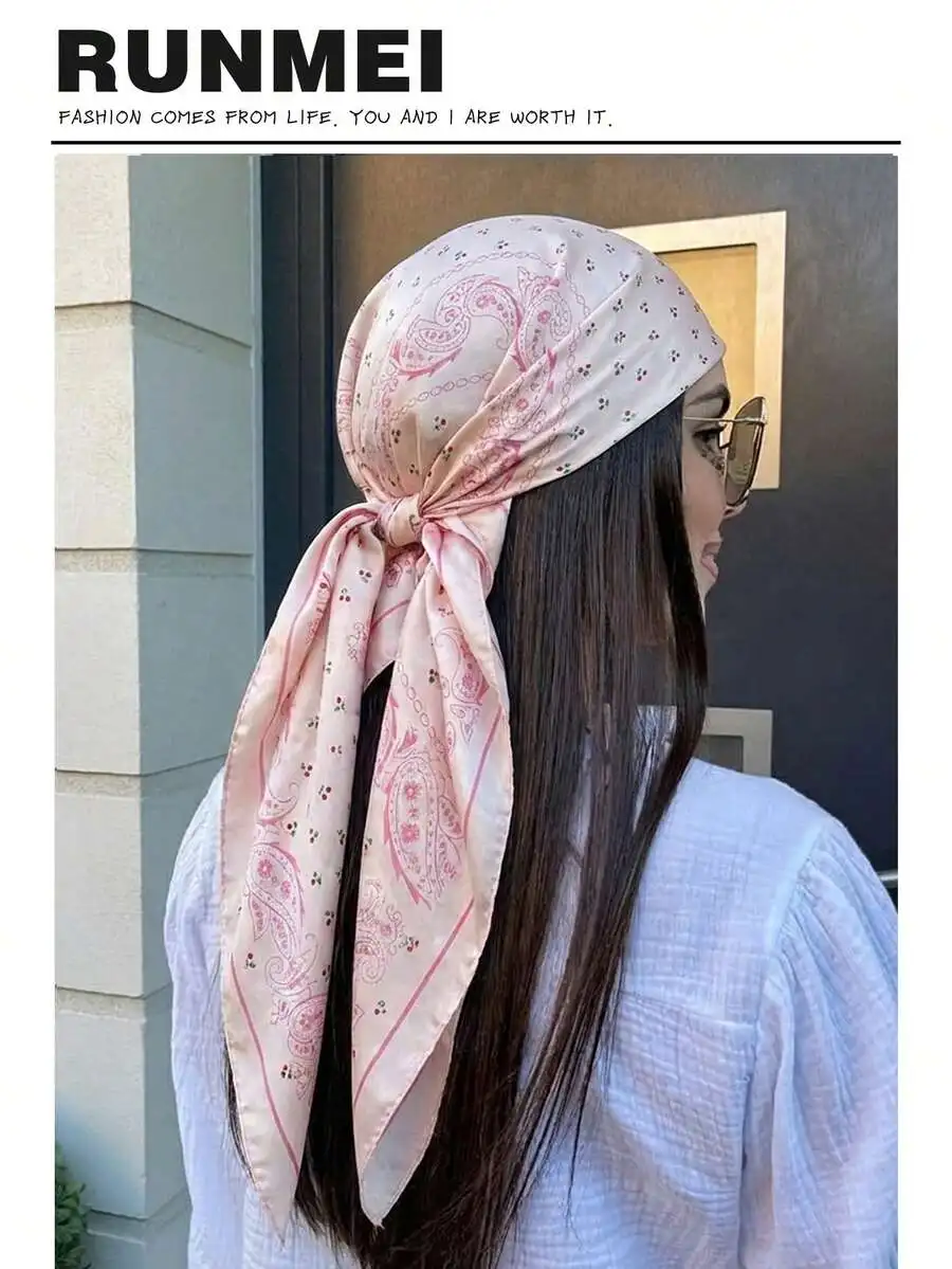 1pc Minimalist Printed Satin Square Scarf, New Spring Fashion Women's Hair Accessory Scarf, Belt, Bag Decoration Ribbon, Headsca
1pc Minimalist Printed Satin Square Scarf, New Spring Fashion Women's Hair Accessory Scarf, Belt, Bag Decoration Ribbon, Headsca