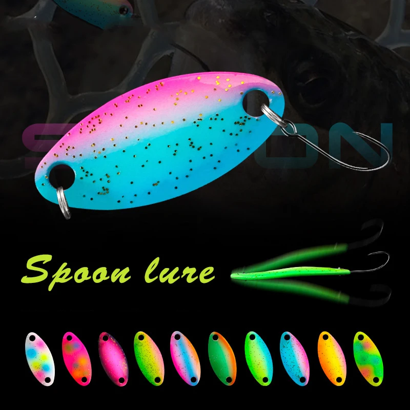 Spoon Type 2.5g Glow-in-The-Dark UV Sequins Copper Bait Single Hook Colorfulbait stream Bait for Streams
Spoon Type 2.5g Glow-in-The-Dark UV Sequins Copper Bait Single Hook Colorfulbait stream Bait for Streams