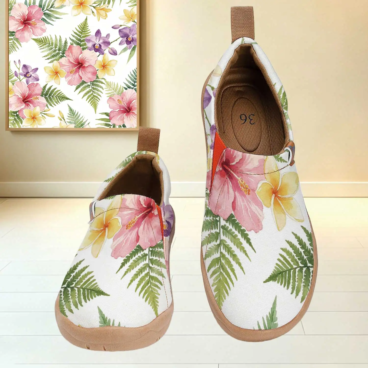 Women's Wide Toe Box Tropical Floral Print Slip‑On Shoes, Soft Sole Breathable Canvas Casual Walking Flats
Women's Wide Toe Box Tropical Floral Print Slip‑On Shoes, Soft Sole Breathable Canvas Casual Walking Flats