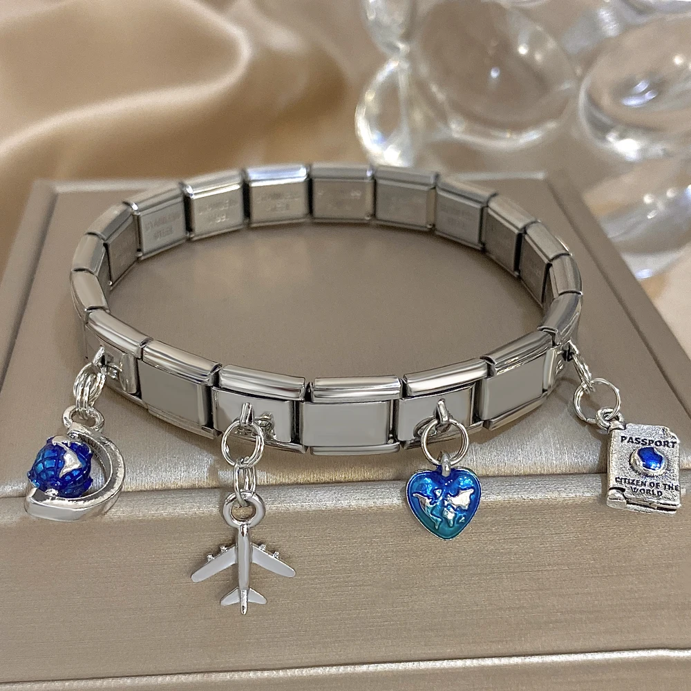 DODOHAO Plane Globe Charms Stretch Bracelets Travel Gifts For Women Silver Color Elastic Watch Band Bangles Fashion Jewelry
DODOHAO Plane Globe Charms Stretch Bracelets Travel Gifts For Women Silver Color Elastic Watch Band Bangles Fashion Jewelry