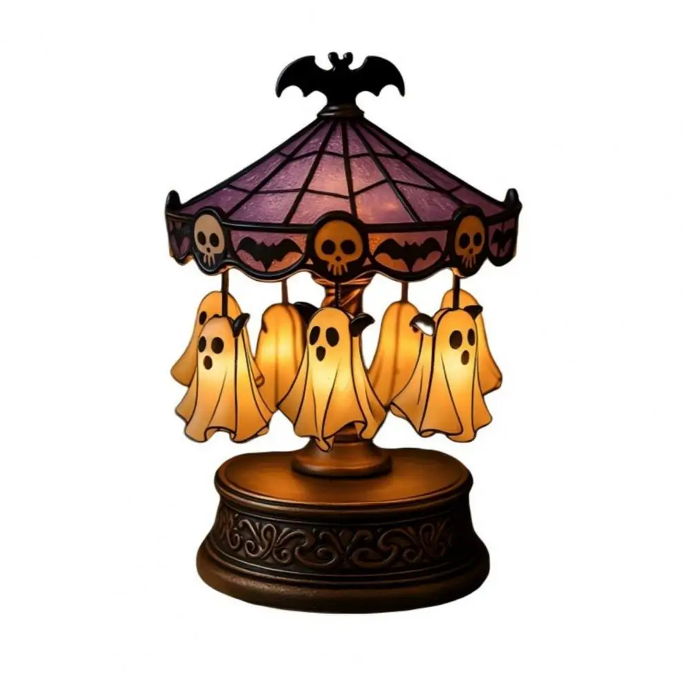Ghost Carousel Collection Halloween Decor Light Spooky Stained Glass Carousel Night Light with Floating for Bedroom for Mantel 
Ghost Carousel Collection Halloween Decor Light Spooky Stained Glass Carousel Night Light with Floating for Bedroom for Mantel