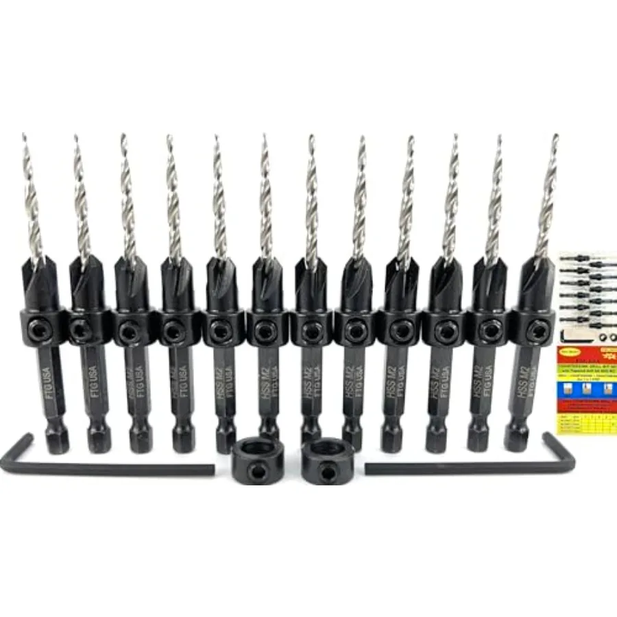 12 Pc 9/64" Countersink Drill Bit Set for Wood with Tapered Drill Bit
12 Pc 9/64" Countersink Drill Bit Set for Wood with Tapered Drill Bit