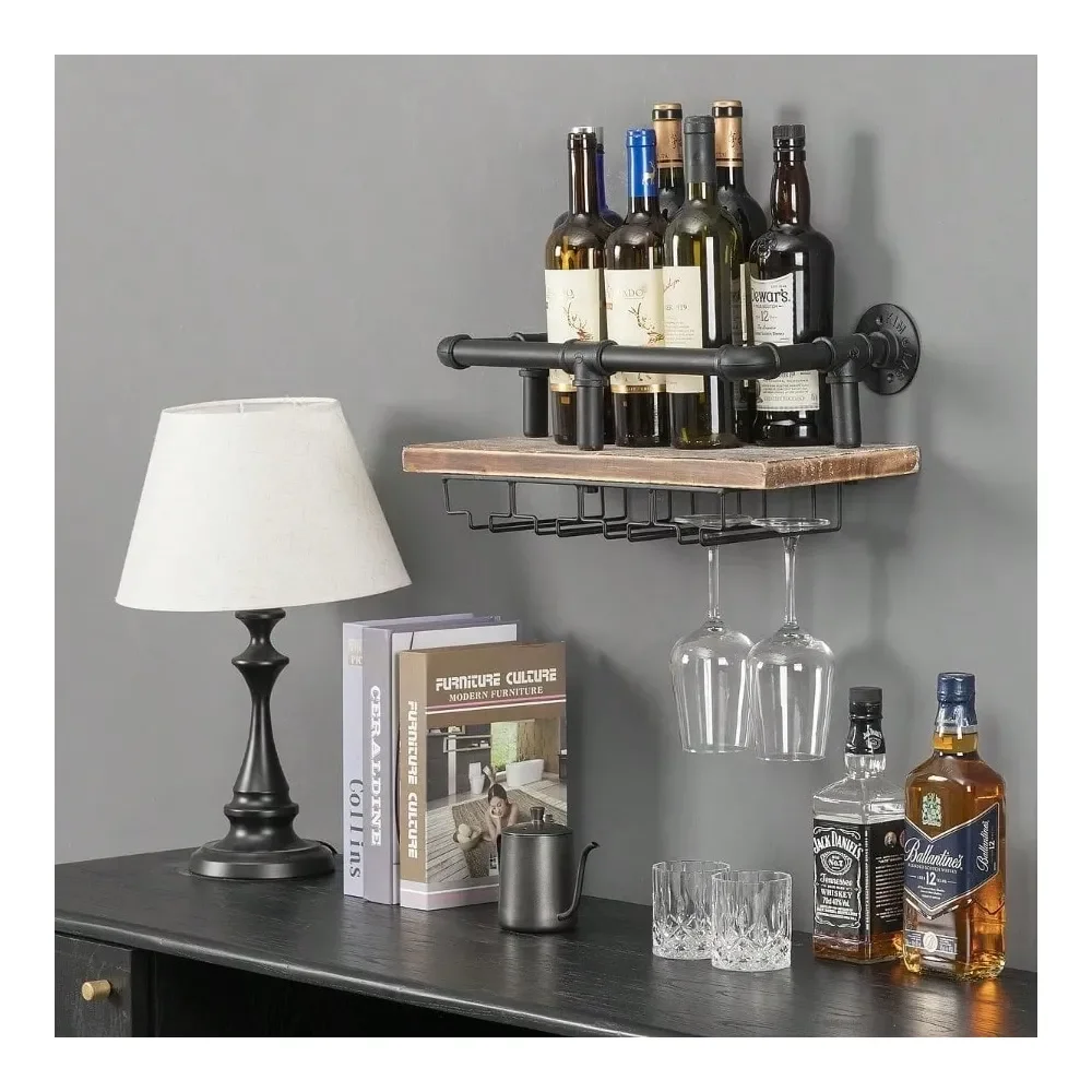 Industrial Wall Mounted Wine Rack Wine Bottle Stemware Glass Rack Floating Shelf Pipe Hanging Shelving With Glass Holders For W
Industrial Wall Mounted Wine Rack Wine Bottle Stemware Glass Rack Floating Shelf Pipe Hanging Shelving With Glass Holders For W