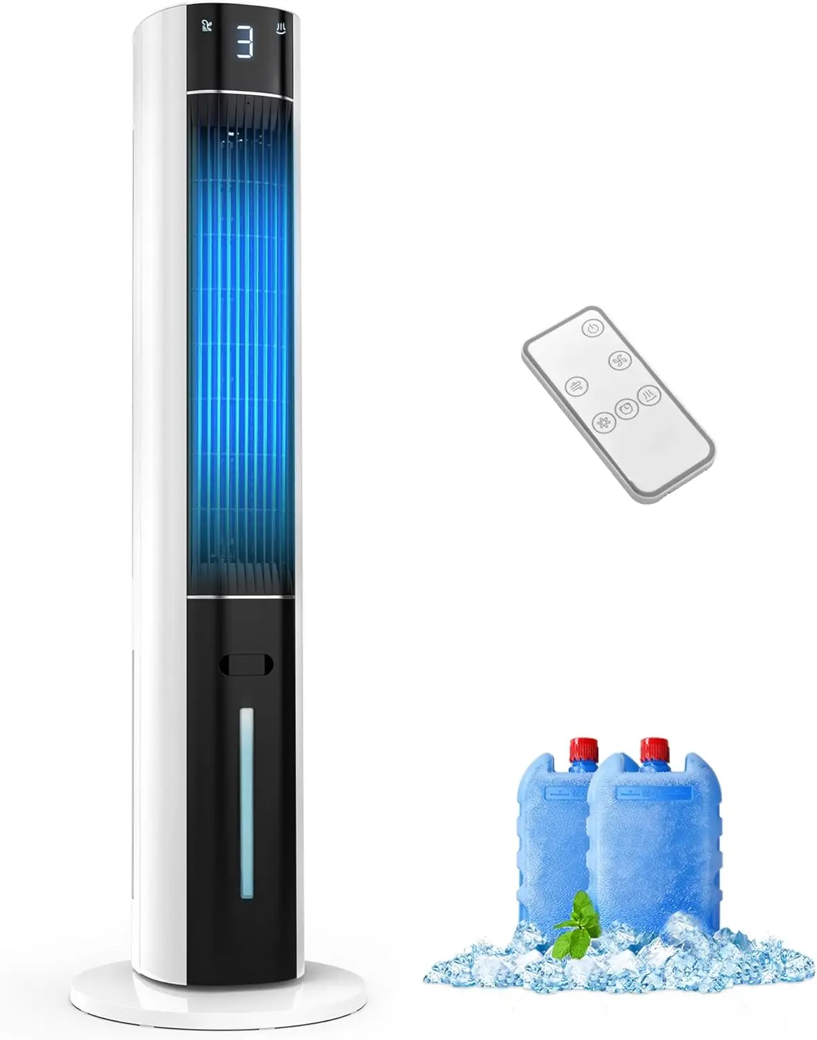 38-Inch Evaporative Air Cooler Fan, Portable Tower Fan with 3L Water Tank, Ice Packs, Remote Control, 3 Speeds
38-Inch Evaporative Air Cooler Fan, Portable Tower Fan with 3L Water Tank, Ice Packs, Remote Control, 3 Speeds