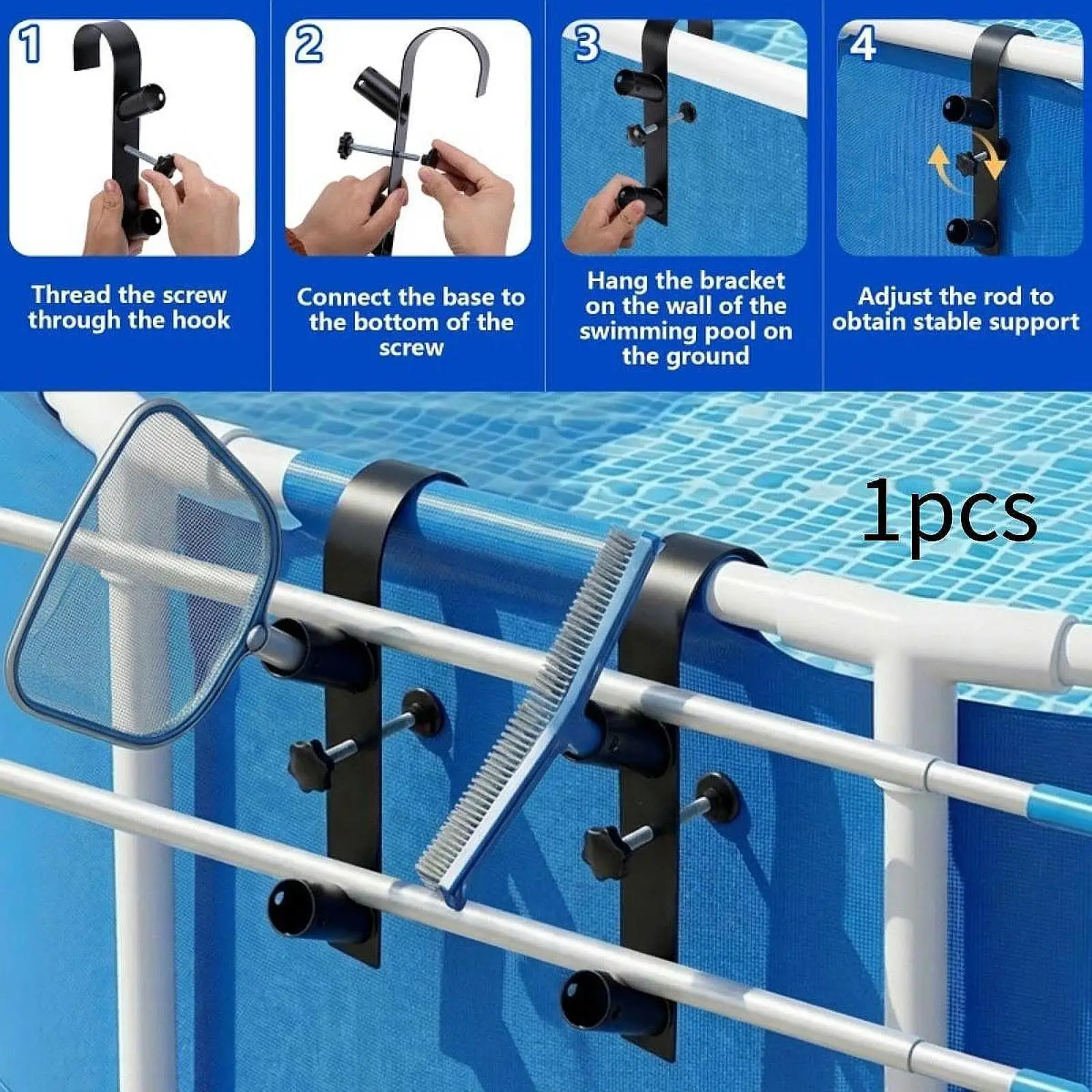 Pool Pole Hanger Adjustable Compact Metal Multipurpose Heavy Duty Tool Organizer Pool Pole Hook for Garden Tools Brushes Hose
Pool Pole Hanger Adjustable Compact Metal Multipurpose Heavy Duty Tool Organizer Pool Pole Hook for Garden Tools Brushes Hose