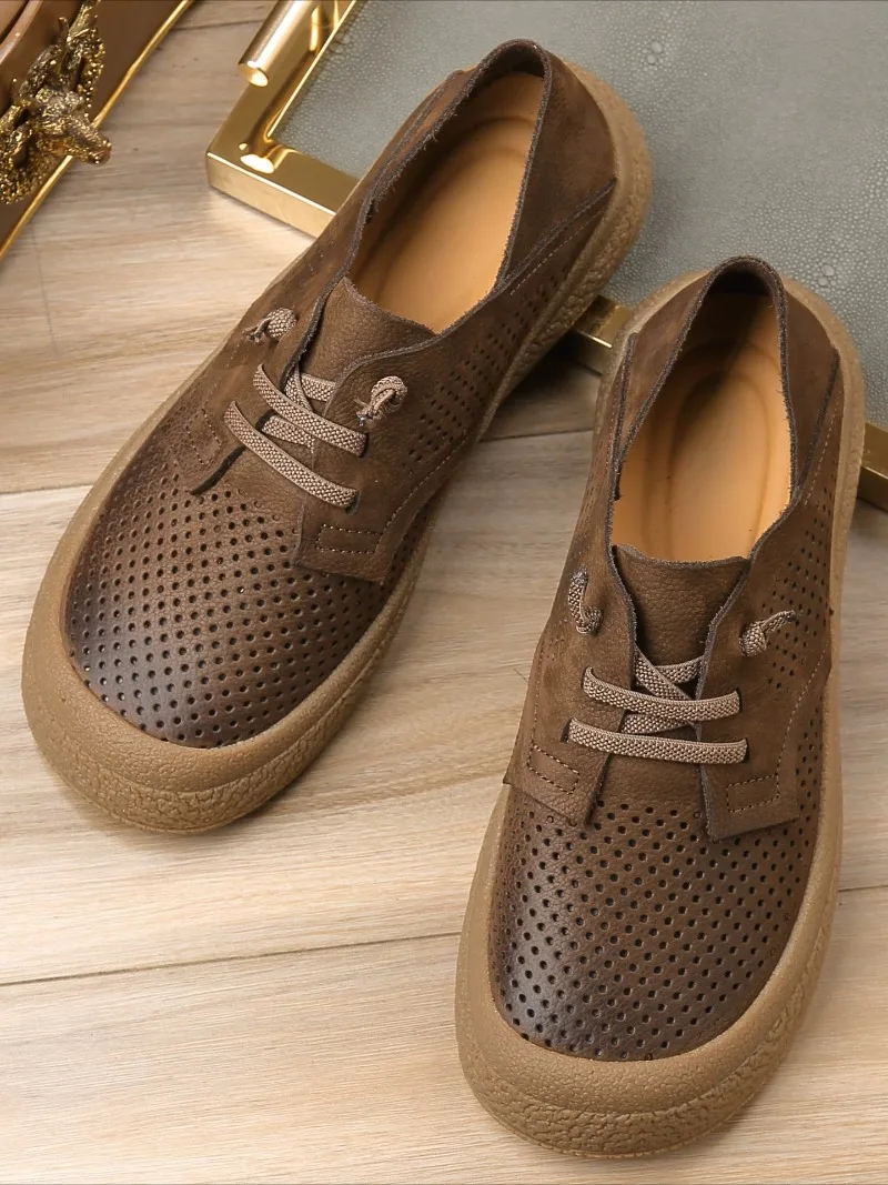 Genuine Leather Men's Shoes Cow Leather Summer Breathable Soft Bottom Hollow Out Casual Cowhide Male Thick Sole Work Shoes
Genuine Leather Men's Shoes Cow Leather Summer Breathable Soft Bottom Hollow Out Casual Cowhide Male Thick Sole Work Shoes