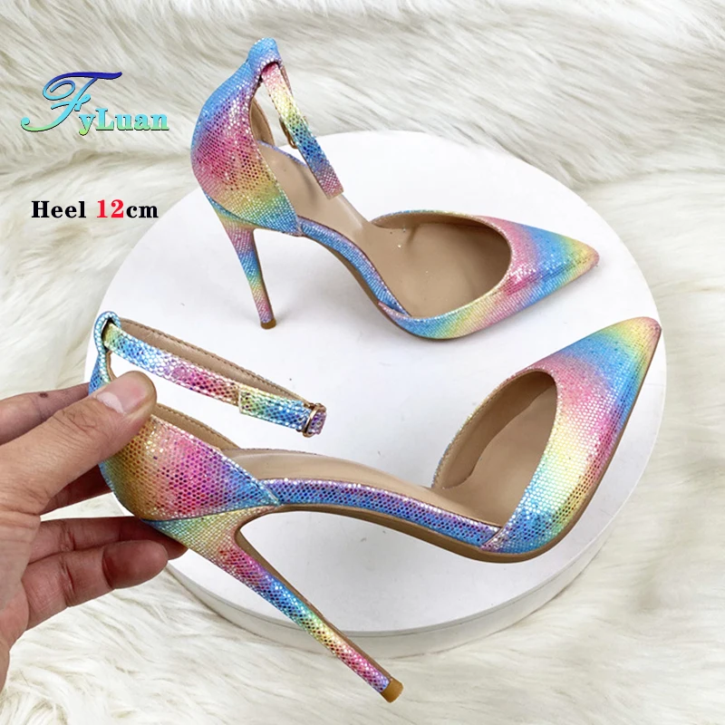 8cm 10cm 12cm Women Pumps Bling Sequined Rainbow Colors Ankle Strapy Stiletto Pointed Toe Slingback Buckle High Heels Shoes
8cm 10cm 12cm Women Pumps Bling Sequined Rainbow Colors Ankle Strapy Stiletto Pointed Toe Slingback Buckle High Heels Shoes
