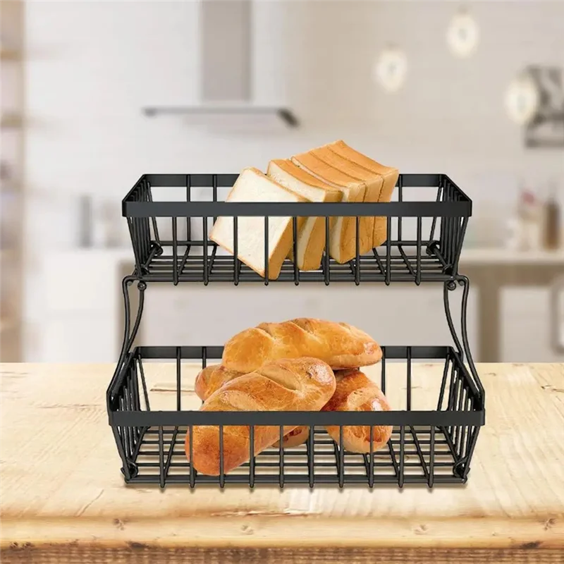 2 Tiers Fruit Basket Metal Fruit Bowl Bread Baskets Countertop Vegetable Storage Stand For Kitchen Accessories-AC82
2 Tiers Fruit Basket Metal Fruit Bowl Bread Baskets Countertop Vegetable Storage Stand For Kitchen Accessories-AC82