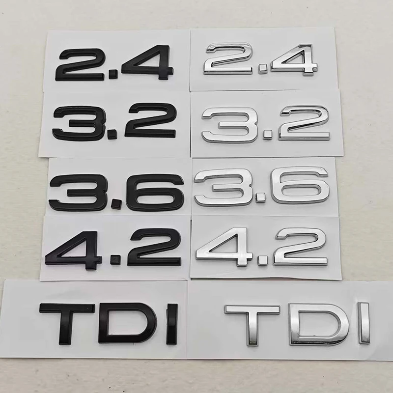 3D ABS Chrome Black Logo 2.4 3.6 3.8 4.2 TDI Emblem for Audi A3 A4 A5 A6 A7 A8 Q3 Q5 Q7 Q8 Car Rear Trunk Badge Letters Sticker
3D ABS Chrome Black Logo 2.4 3.6 3.8 4.2 TDI Emblem for Audi A3 A4 A5 A6 A7 A8 Q3 Q5 Q7 Q8 Car Rear Trunk Badge Letters Sticker