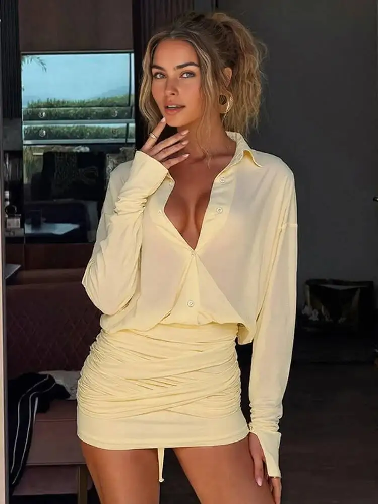 Ruched See Through Dress Women Patchwork Single-Breasted Full Sleeve Bandage Tassel Trend Streetwear Mini Bodycon ILZQ
Ruched See Through Dress Women Patchwork Single-Breasted Full Sleeve Bandage Tassel Trend Streetwear Mini Bodycon ILZQ