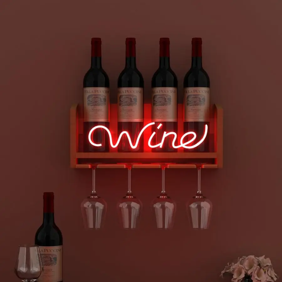 Светящаяся подставка для вина с держателем для бокалов, настенный держатель для винных бутылок из дерева с неоновой подсветкой, настенный декор, подарок для любителей вина
Светящаяся подставка для вина с держателем для бокалов, настенный держатель для винных бутылок из дерева с неоновой подсветкой, настенный декор, подарок для любителей вина
