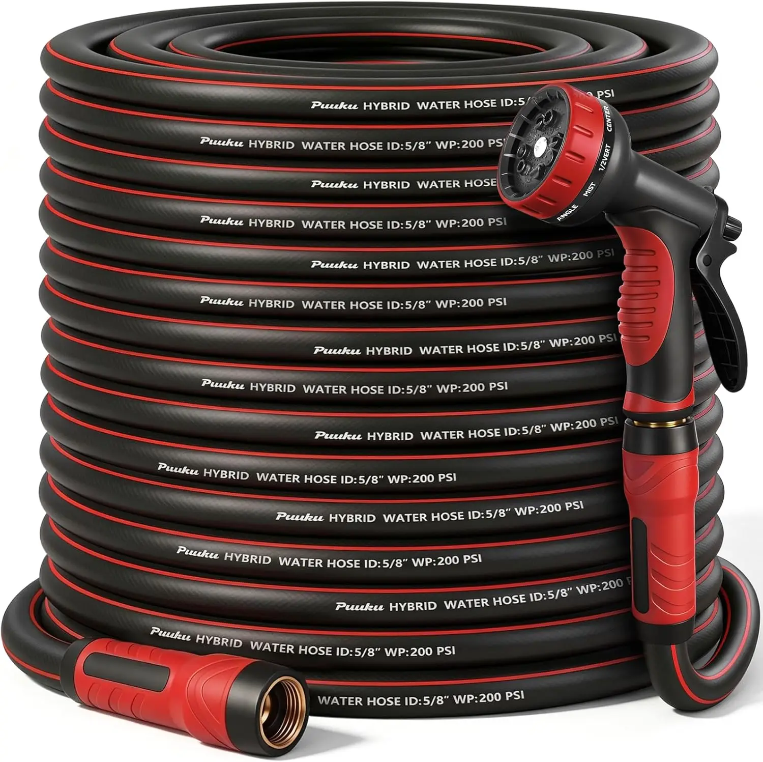 Heavy Duty Garden Hose 100ft x 5/8" with 10 Function Nozzle, No Kink Leakproof Lightweight Hybrid Hose with Swivel Handle
Heavy Duty Garden Hose 100ft x 5/8" with 10 Function Nozzle, No Kink Leakproof Lightweight Hybrid Hose with Swivel Handle