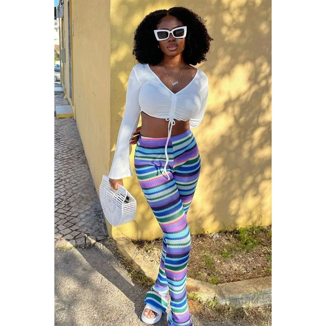 Womens Fall Fashion Knitted Skinny Stacked Trousers Ladies Winter Casual Colorful Stripe Pant
Womens Fall Fashion Knitted Skinny Stacked Trousers Ladies Winter Casual Colorful Stripe Pant