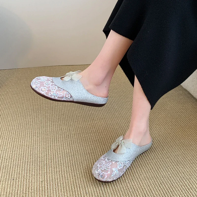 2025 New Closed Toe Women's Slippers Fashion Sequins New Mesh Plus Size Summer Outdoor Soft Bottom Butterfly-knot Flat Slippers
2025 New Closed Toe Women's Slippers Fashion Sequins New Mesh Plus Size Summer Outdoor Soft Bottom Butterfly-knot Flat Slippers