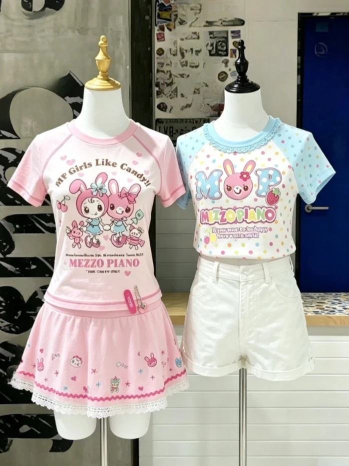 Women Y2K Sweet Kawaii Cartoon Rabbit Print Raglan T-shirt Two Piece Set Lace Mini Skirt Casual Daily Street Holiday Outfit
Women Y2K Sweet Kawaii Cartoon Rabbit Print Raglan T-shirt Two Piece Set Lace Mini Skirt Casual Daily Street Holiday Outfit