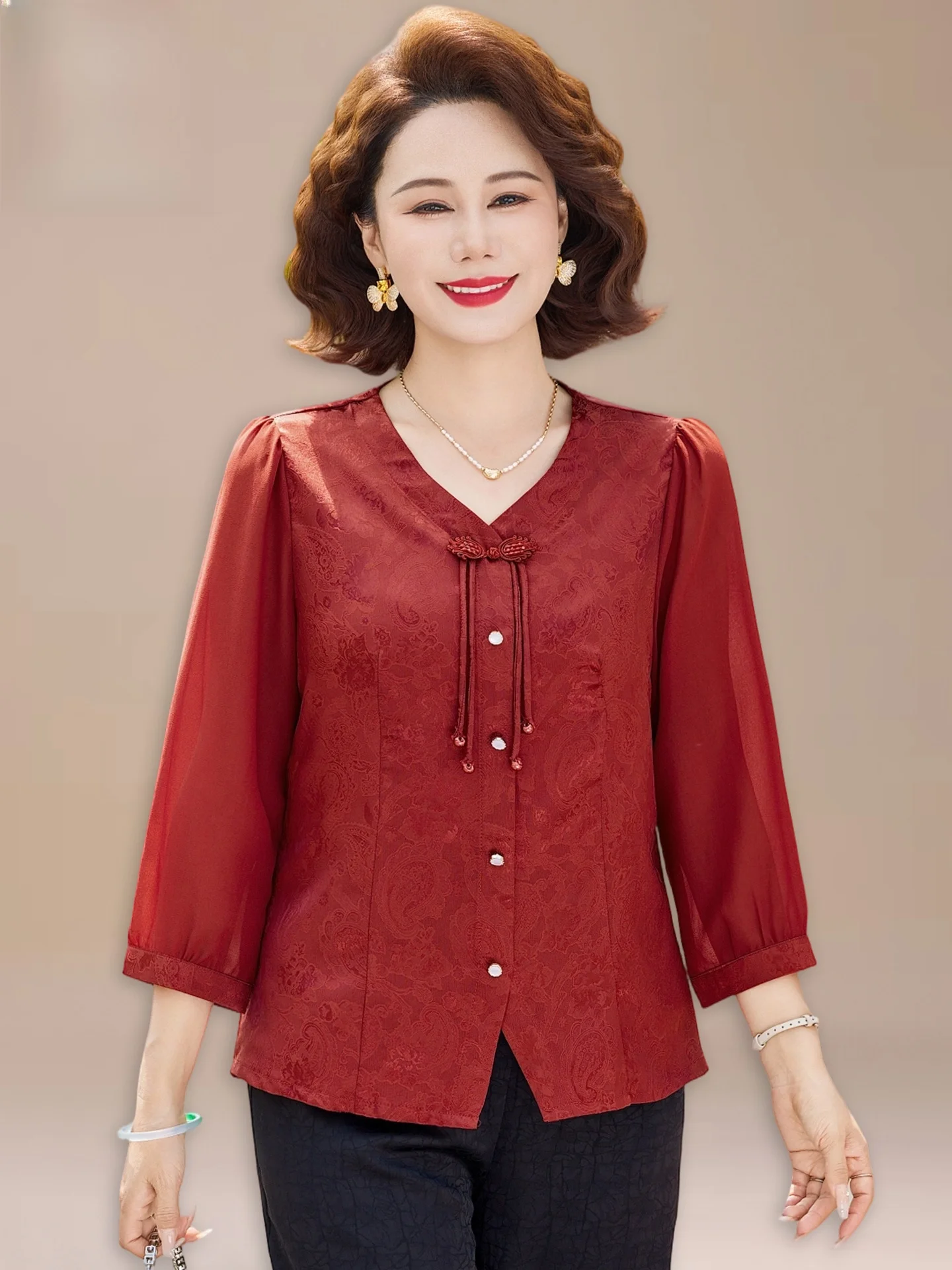 Summer Fashion Mommy Two-Piece Set Elderly Women's Wedding Gown Chiffon Top Short Sleeve Regular Length Polyester Fiber
Summer Fashion Mommy Two-Piece Set Elderly Women's Wedding Gown Chiffon Top Short Sleeve Regular Length Polyester Fiber