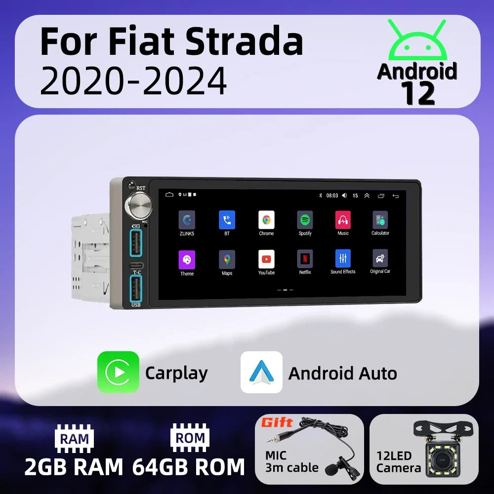Беспроводное авторадио Carplay 6,86 дюйма 1Din радио Android автомобильный мультимедиа для Fiat Strada 2020-2024 стерео головное устройство навигация GPS
Беспроводное авторадио Carplay 6,86 дюйма 1Din радио Android автомобильный мультимедиа для Fiat Strada 2020-2024 стерео головное устройство навигация GPS