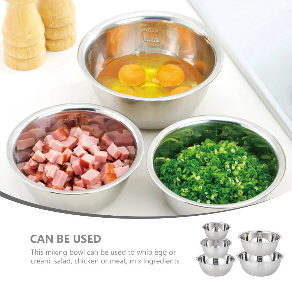 1 set 1 Set Stainless Steel Mixing Bowl Large Capacity Flat Bottom For Salad Soup Rice Egg Meat Vegetable Washing Baking Cooking
1 set 1 Set Stainless Steel Mixing Bowl Large Capacity Flat Bottom For Salad Soup Rice Egg Meat Vegetable Washing Baking Cooking