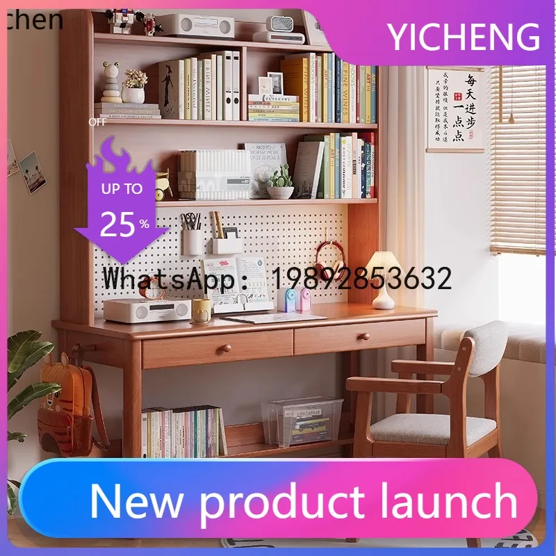 solid wood desk with integrated bookshelf - computer desk and office chair set
solid wood desk with integrated bookshelf - computer desk and office chair set