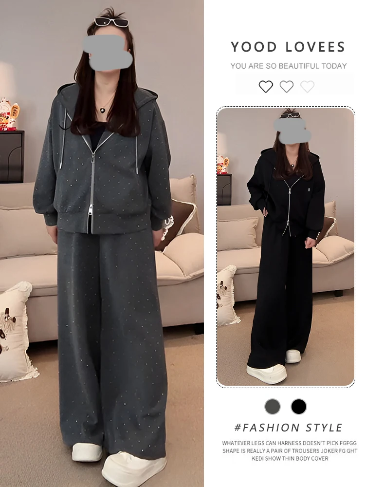 Spring Autumn Tea System Sporty Casual Women's Set High-End Hoodie Sweatshirt Wide Leg Pants Two-Piece Set Fashionable
Spring Autumn Tea System Sporty Casual Women's Set High-End Hoodie Sweatshirt Wide Leg Pants Two-Piece Set Fashionable
