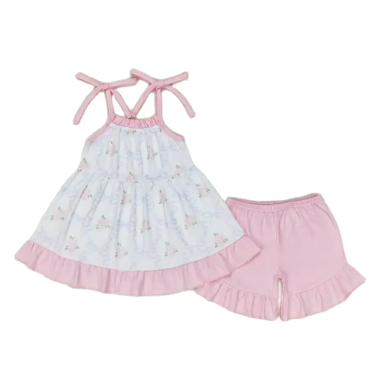 GSSO0725 Kids Girls Summer Outfit Sets Sleeves Top Flower Bow Print With Shorts Children Clothes
GSSO0725 Kids Girls Summer Outfit Sets Sleeves Top Flower Bow Print With Shorts Children Clothes