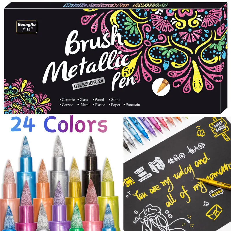 24 Colors Metallic Markers Pens Colors Paint Pens for Black Paper, Glass, Rock Painting, DIY Scrapbook Album Student Stationery
24 Colors Metallic Markers Pens Colors Paint Pens for Black Paper, Glass, Rock Painting, DIY Scrapbook Album Student Stationery