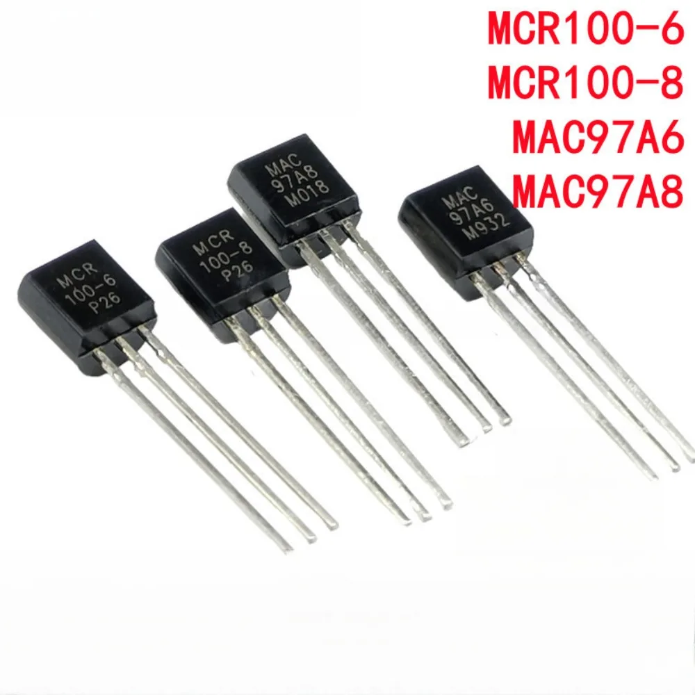 100pcs MAC97A6 MAC97A8 MCR100-6 MCR100-8 Thyristor SCR Triac TO-92 0.8A 400V, Unidirectional & Bidirectional for AC Dimmer/Motor
100pcs MAC97A6 MAC97A8 MCR100-6 MCR100-8 Thyristor SCR Triac TO-92 0.8A 400V, Unidirectional & Bidirectional for AC Dimmer/Motor