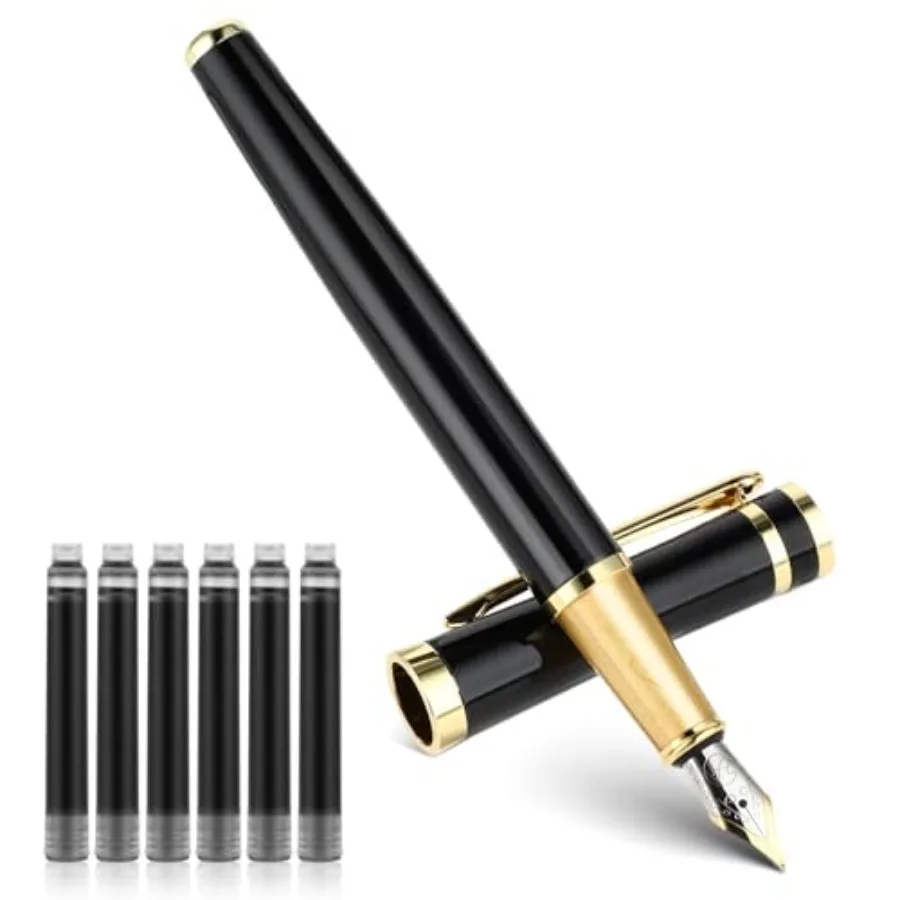 Luxury Metal Fountain Pen Set, 0.5 mm Fine Nib Fountain Pen with 6 Pcs 2.6mm Black Ink Cartridges Smooth Writing Pen Gift for M
Luxury Metal Fountain Pen Set, 0.5 mm Fine Nib Fountain Pen with 6 Pcs 2.6mm Black Ink Cartridges Smooth Writing Pen Gift for M