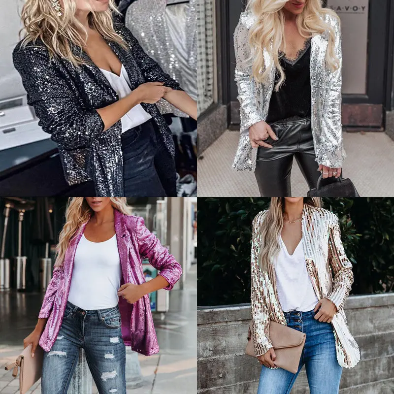 Faionable Autumn Winter Women's Long Sve Sequin Jaet Cross-Border Sle Ele Small Suit Outerwear Multi-Color
Faionable Autumn Winter Women's Long Sve Sequin Jaet Cross-Border Sle Ele Small Suit Outerwear Multi-Color