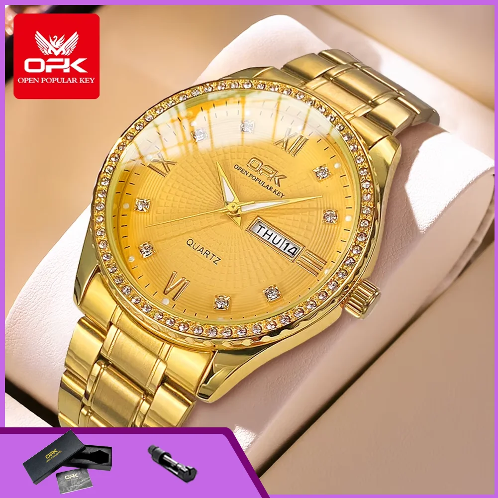 OPK 8113 Men's Watches Luxury Diamond Bezel Week Date Display Waterproof Quartz Wrist Watches for Man Brand Business Man Watch
OPK 8113 Men's Watches Luxury Diamond Bezel Week Date Display Waterproof Quartz Wrist Watches for Man Brand Business Man Watch