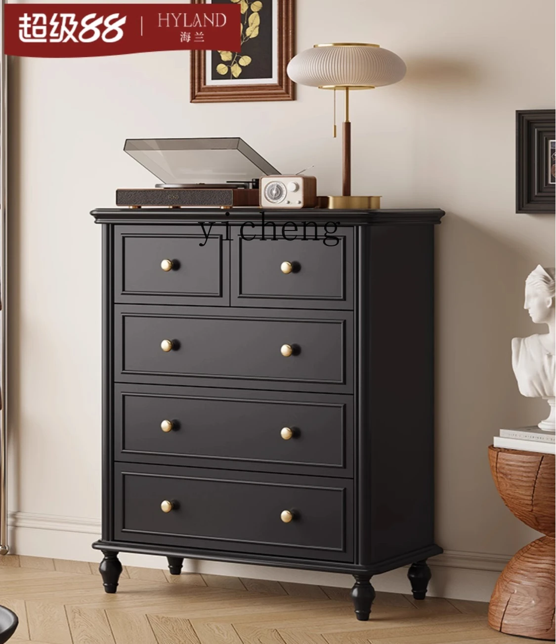 ZYA black living room storage wall chest of drawers solid wood antique home bedroom locker
ZYA black living room storage wall chest of drawers solid wood antique home bedroom locker