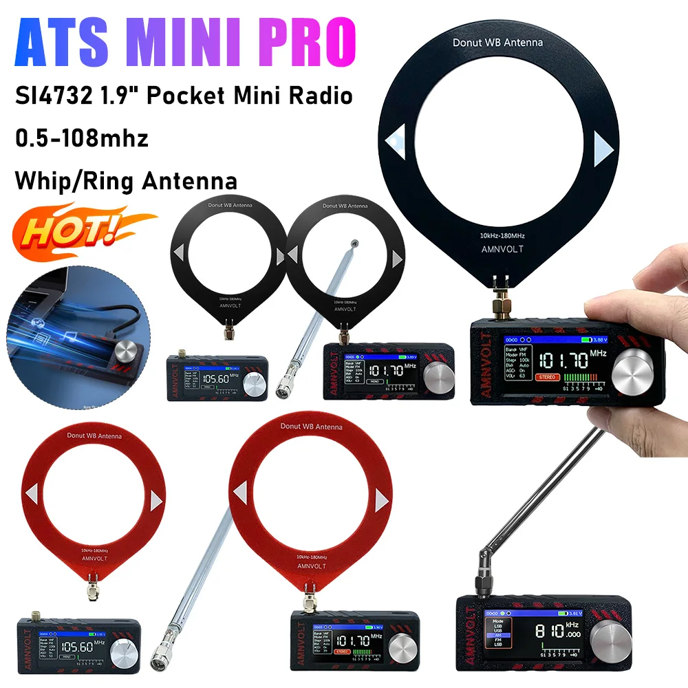 1.9 Inch SI4732 Mini Radio ATS Mini Pro LSB USB AM FM Pocket Radios 0.5-108mhz HF SW MW VHF All Band Radio Receiver With Antenna
1.9 Inch SI4732 Mini Radio ATS Mini Pro LSB USB AM FM Pocket Radios 0.5-108mhz HF SW MW VHF All Band Radio Receiver With Antenna