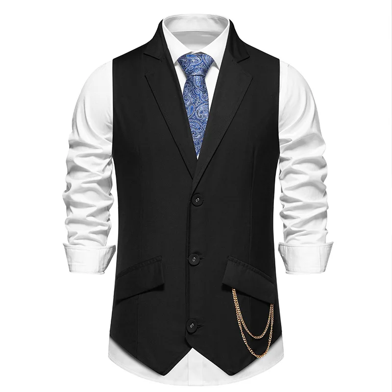 Black Lapel Formal Suit Vest Men Chaleco Hombre 2024 Brand Slim Fit Sleeveless Men Business Dress Vest Waistcoat with Chain XXL
Black Lapel Formal Suit Vest Men Chaleco Hombre 2024 Brand Slim Fit Sleeveless Men Business Dress Vest Waistcoat with Chain XXL