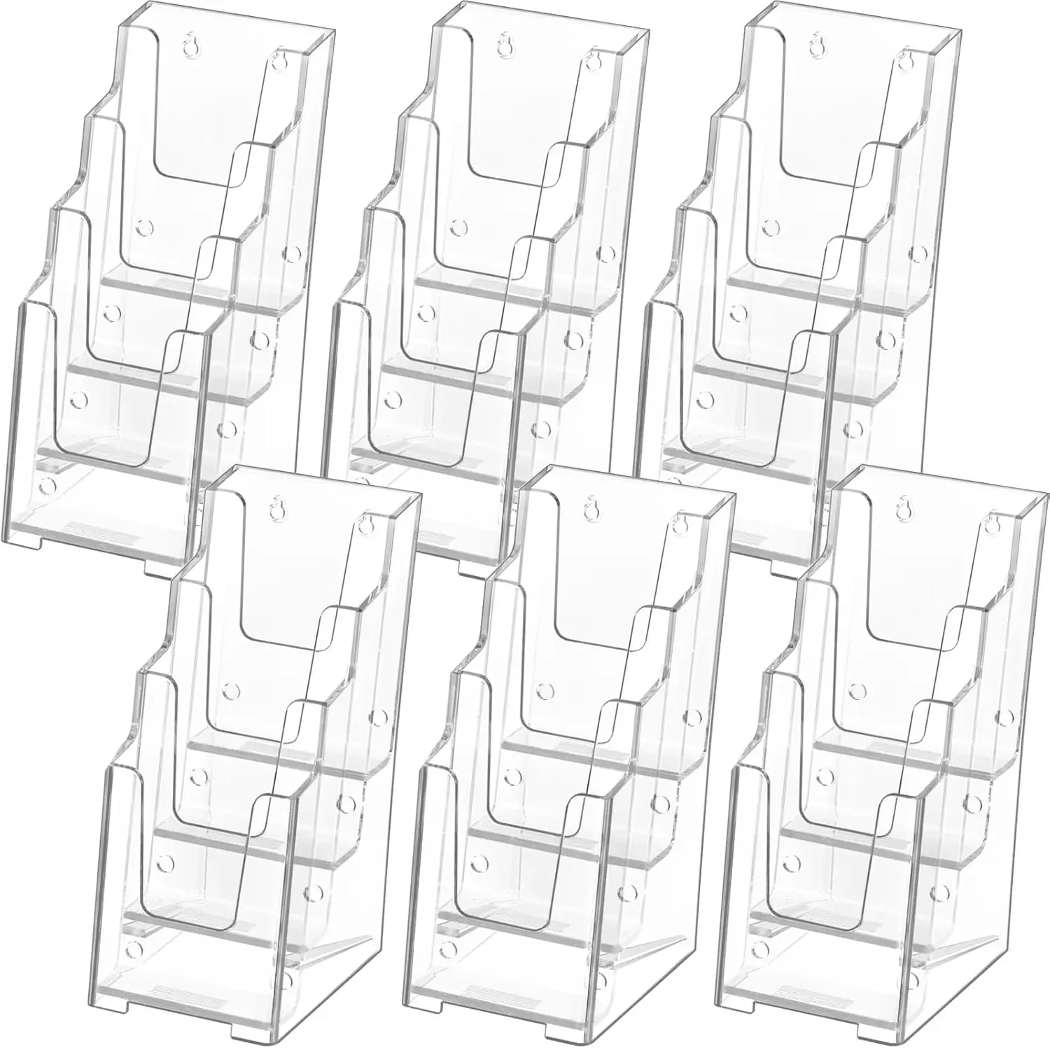 4 Inch Wide 4 Tier Clear Acrylic Brochure Holder, Multi-Pocket Wall Mount or Countertop Organizer for Office or Home, 6 Pack
4 Inch Wide 4 Tier Clear Acrylic Brochure Holder, Multi-Pocket Wall Mount or Countertop Organizer for Office or Home, 6 Pack