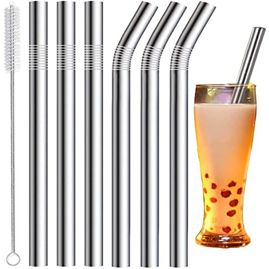 Stainless Steel Smoothie Straws, 0.5'' Extra Wide Reusable Metal Drinking Straws for Milkshakes, Bubble Tea, Smoothie, Set of 6
Stainless Steel Smoothie Straws, 0.5'' Extra Wide Reusable Metal Drinking Straws for Milkshakes, Bubble Tea, Smoothie, Set of 6