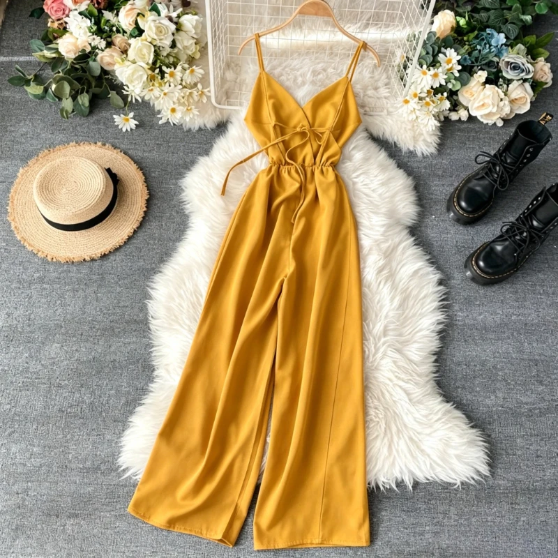 Women Summer Strap Long Pants Jumpsuits Loose Sexy Beach Cami Overalls Boho Sleeveless Solid Chiffon Wide Leg Rompers
Women Summer Strap Long Pants Jumpsuits Loose Sexy Beach Cami Overalls Boho Sleeveless Solid Chiffon Wide Leg Rompers