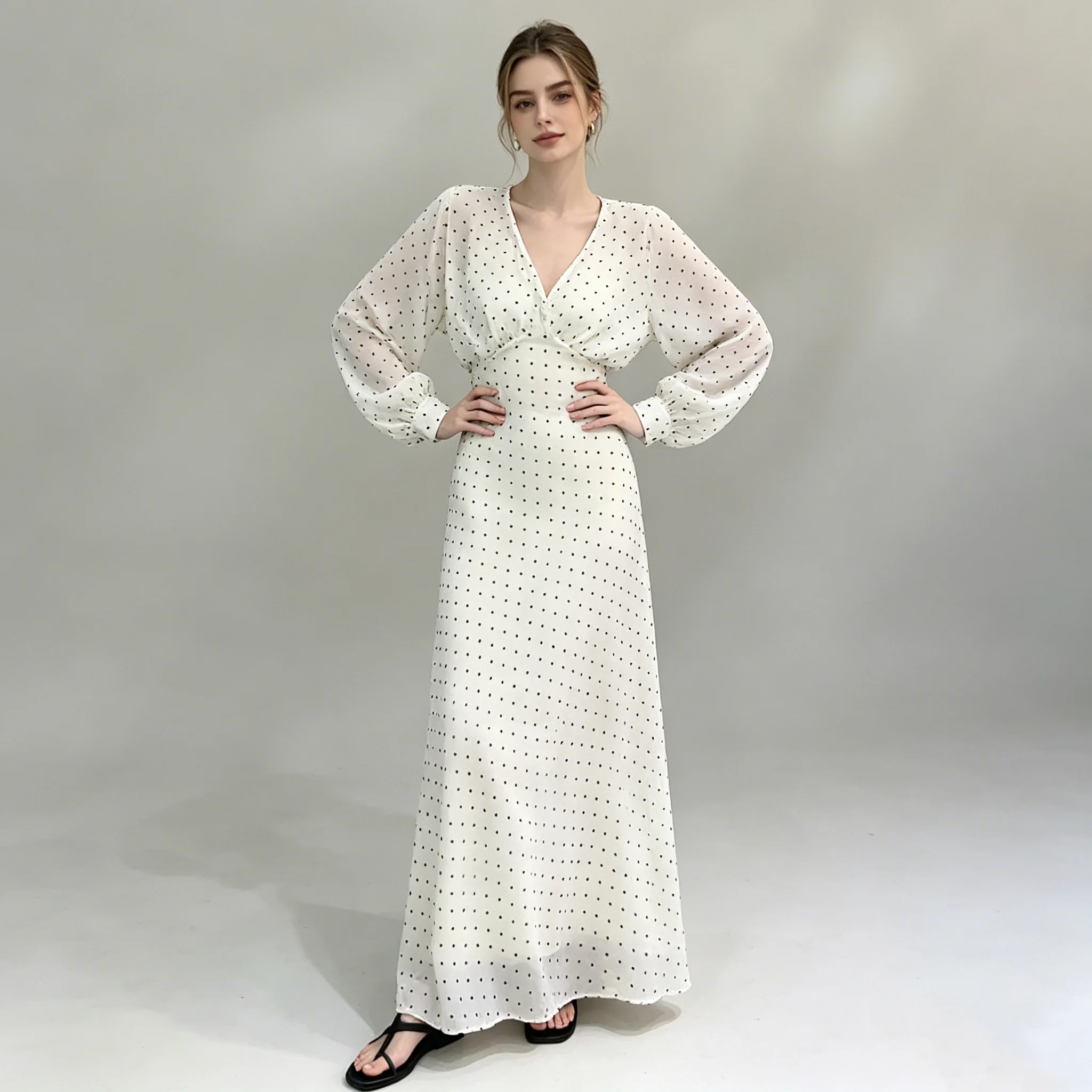 CiCi 2026 Polka Dot V Neck Maxi Dress Women Long Puff Sleeve Waist Cinched Elegant Spring Summer Casual Party
CiCi 2026 Polka Dot V Neck Maxi Dress Women Long Puff Sleeve Waist Cinched Elegant Spring Summer Casual Party