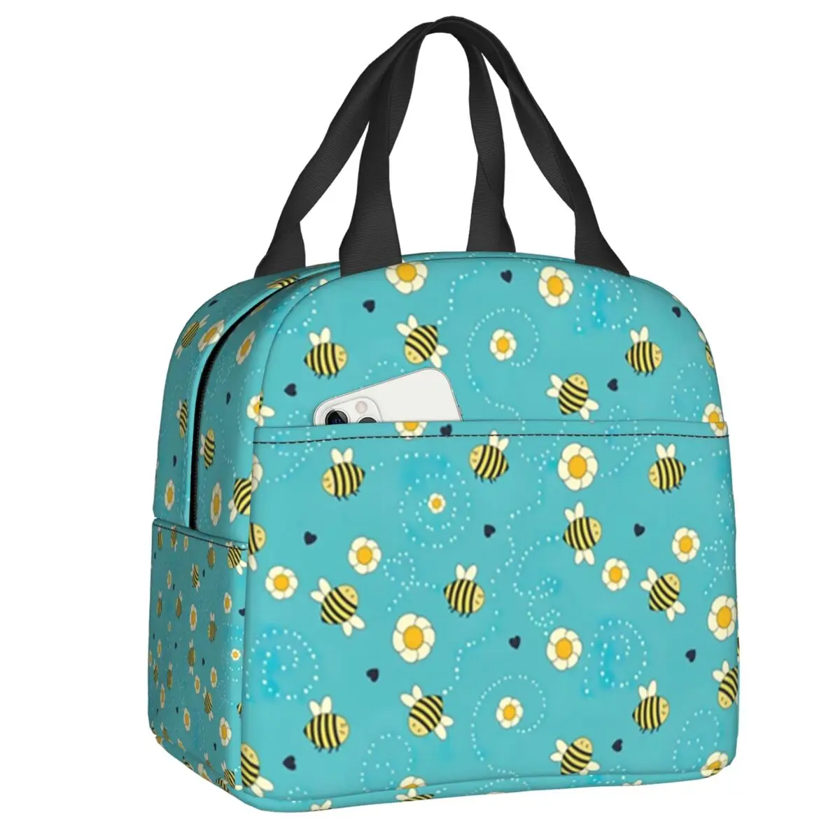 Custom Sunflower Pattern With Cute Bees Lunch Bag Women Warm Cooler Insulated Lunch Box for Children School
Custom Sunflower Pattern With Cute Bees Lunch Bag Women Warm Cooler Insulated Lunch Box for Children School