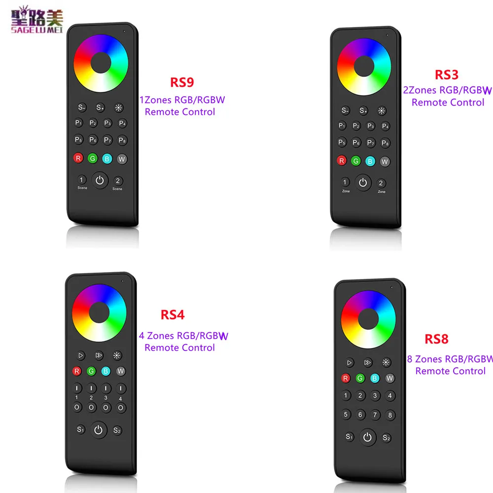 RS9 1zone RS3 2zone RS4 4zone RS8 8zone RGB/RBGW Touch Wheel RF 2.4G Wireless Remote Controller for 3CH 4CH LED Strip Light Tape
RS9 1zone RS3 2zone RS4 4zone RS8 8zone RGB/RBGW Touch Wheel RF 2.4G Wireless Remote Controller for 3CH 4CH LED Strip Light Tape