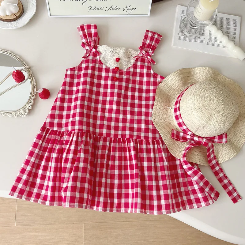 Girls' braces skirt2024Summer New Children's Backless Princess Dress Baby Plaid Vest Dress with Hat for Free
Girls' braces skirt2024Summer New Children's Backless Princess Dress Baby Plaid Vest Dress with Hat for Free