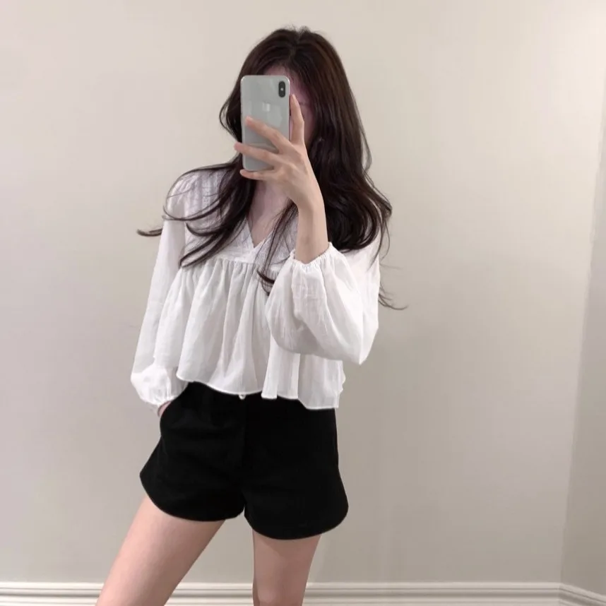 Chic Autumn Gentle Fre V-ne Lace Splicing Design Loose Long Sve ort Sle Women's Chiffon Blouse Faionable Ele
Chic Autumn Gentle Fre V-ne Lace Splicing Design Loose Long Sve ort Sle Women's Chiffon Blouse Faionable Ele