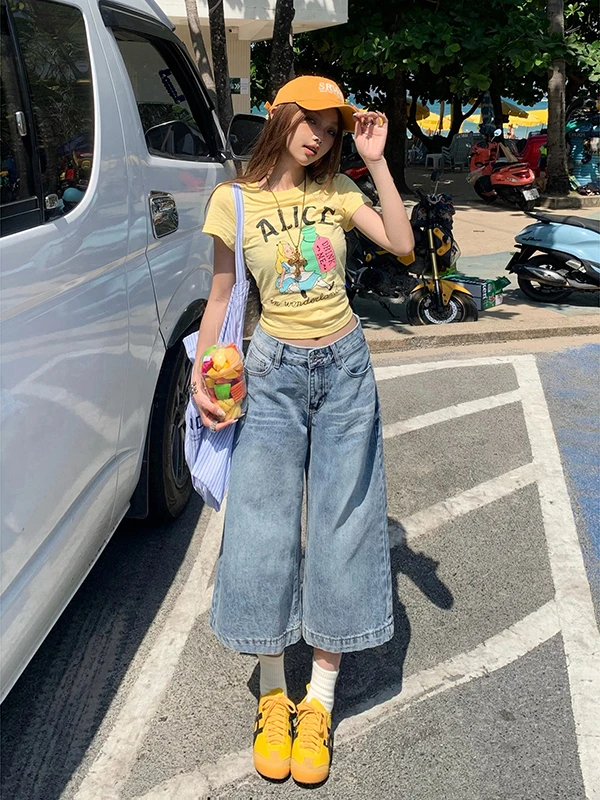 American Style Vintage Worn-White Seven-Five Women's Jeans Loose Wide Leg Spring Summer New Style Short Pants
American Style Vintage Worn-White Seven-Five Women's Jeans Loose Wide Leg Spring Summer New Style Short Pants